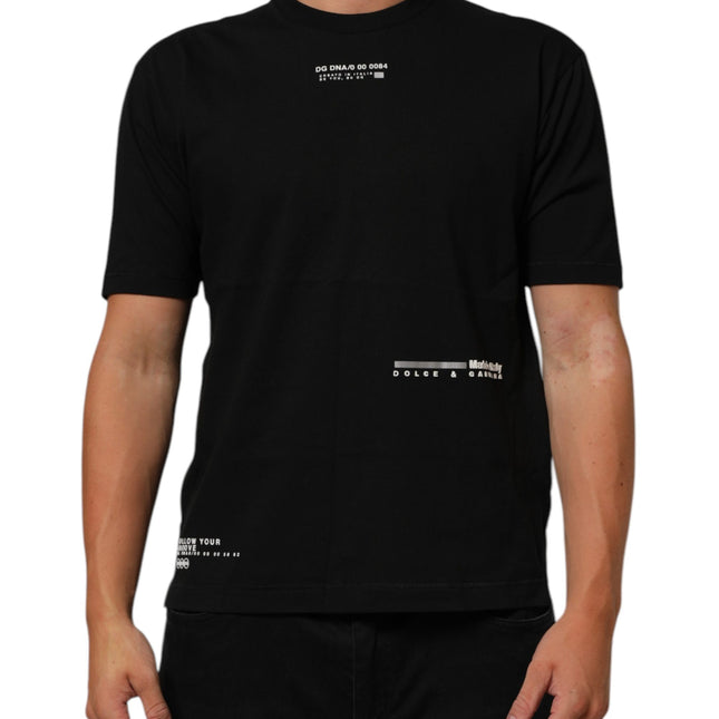 Dolce & Gabbana Black Statement Cotton Crew Neck Men T-shirt