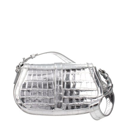 Versace Gray Leather Shoulder Bag