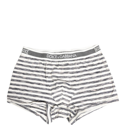 Dolce & Gabbana Gray White Stripes Men Regular Boxer Underwear