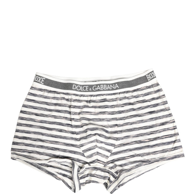 Dolce & Gabbana Gray White Stripes Men Regular Boxer Underwear