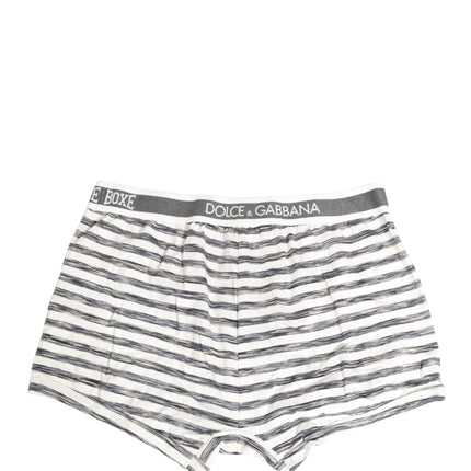 Dolce & Gabbana Gray White Stripes Men Regular Boxer Underwear