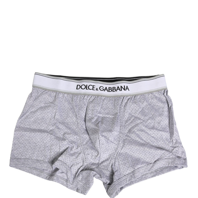 Dolce & Gabbana Gray Logo Cotton Men Regular Boxer Underwear