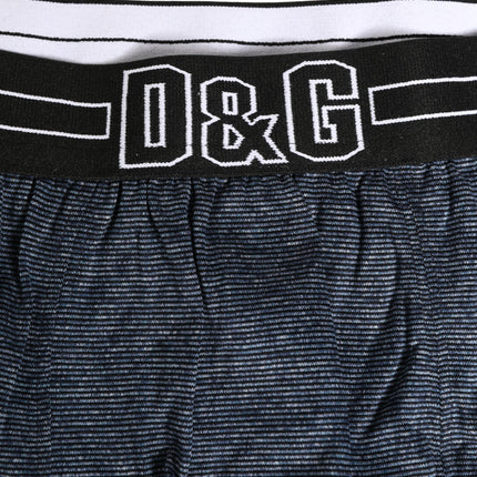 Dolce & Gabbana Dark Blue Logo Cotton Regular Boxer Underwear