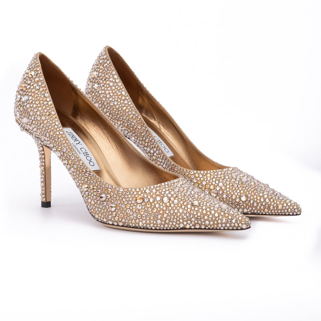Jimmy Choo Light Bronze Crystal Love 85 Pumps