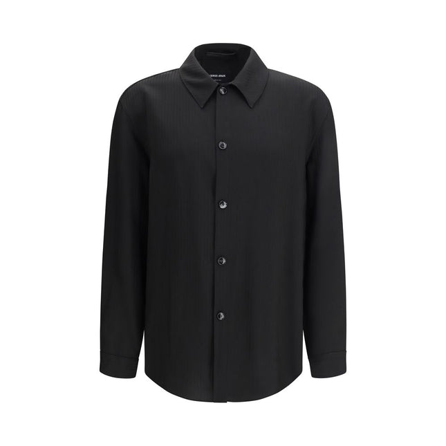 Giorgio Armani Black Viscose Dress Shirt