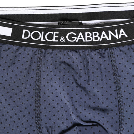 Dolce & Gabbana Dark Blue Polka Dots Men Bike Shorts Underwear