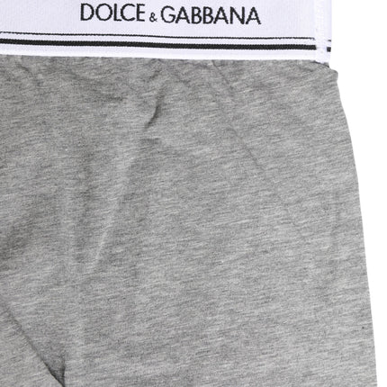Dolce & Gabbana Gray Logo Waistband Cotton Men Boxer Underwear