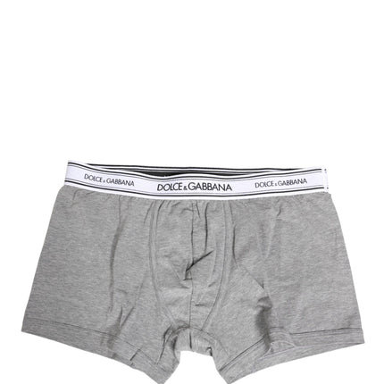 Dolce & Gabbana Gray Logo Waistband Cotton Men Boxer Underwear