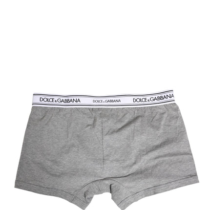 Dolce & Gabbana Gray Logo Waistband Cotton Men Boxer Underwear