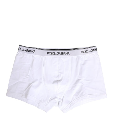Dolce & Gabbana White Logo Waistband Cotton Boxer Underwear