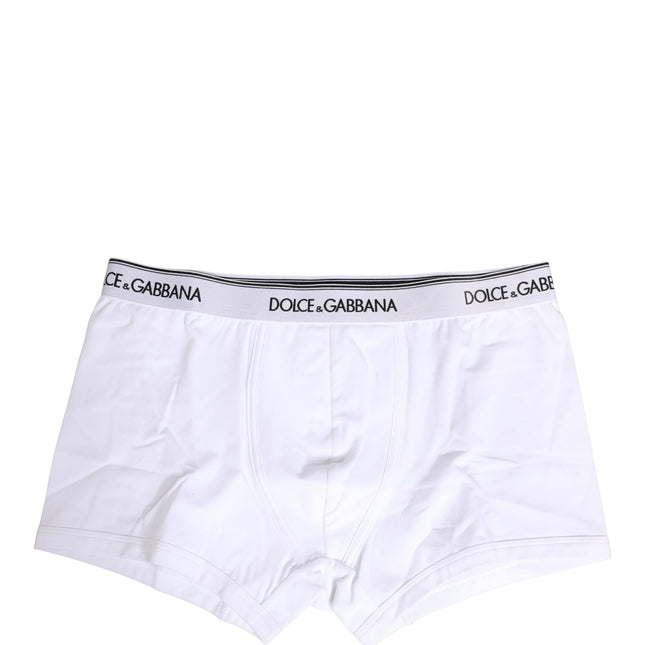 Dolce & Gabbana White Logo Waistband Cotton Boxer Underwear