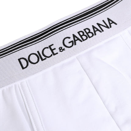 Dolce & Gabbana White Logo Waistband Cotton Boxer Underwear