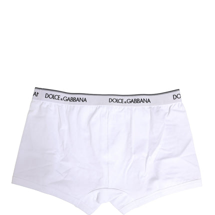 Dolce & Gabbana White Logo Waistband Cotton Boxer Underwear
