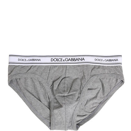 Dolce & Gabbana Gray Logo Waistband Men Midi Brief Underwear