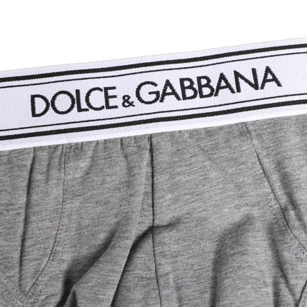 Dolce & Gabbana Gray Logo Waistband Men Midi Brief Underwear