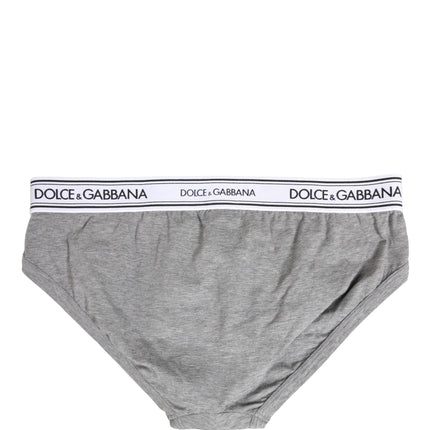 Dolce & Gabbana Gray Logo Waistband Men Midi Brief Underwear