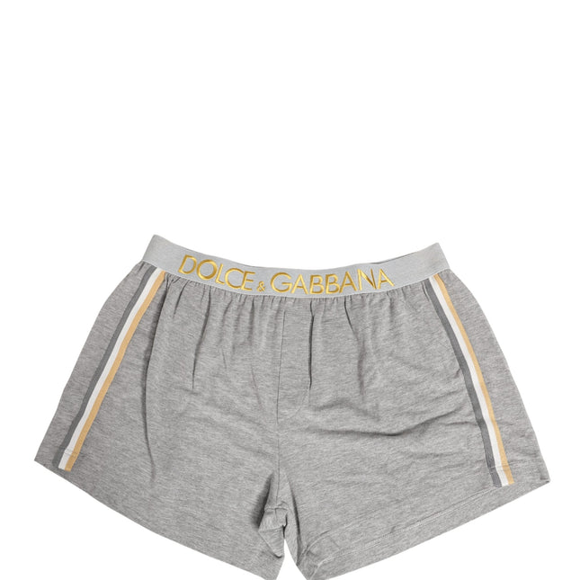 Dolce & Gabbana Gray Logo Waistband Cotton Men Boxer Underwear