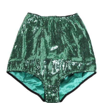 Dolce & Gabbana Green Sequin Nylon High Waist Girdle Underwear