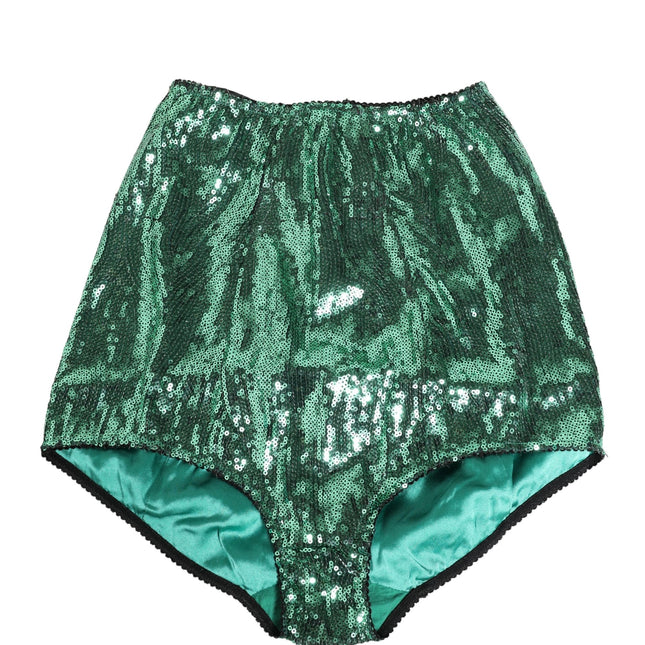 Dolce & Gabbana Green Sequin Nylon High Waist Girdle Underwear