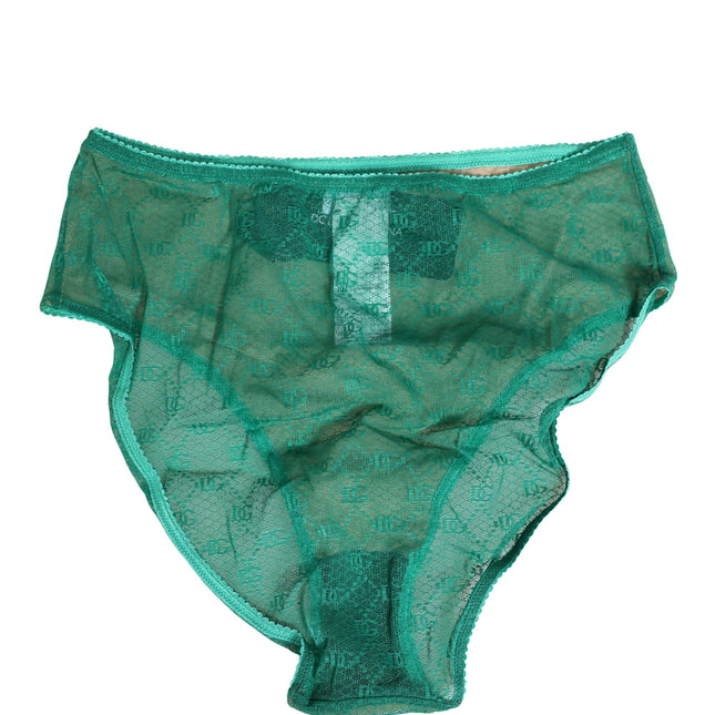 Dolce & Gabbana Green Lace Nylon DG Lingerie Panty Brief Underwear