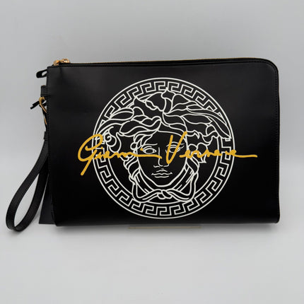 Versace VERSACE LA MEDUSA Signature Leather Clutch