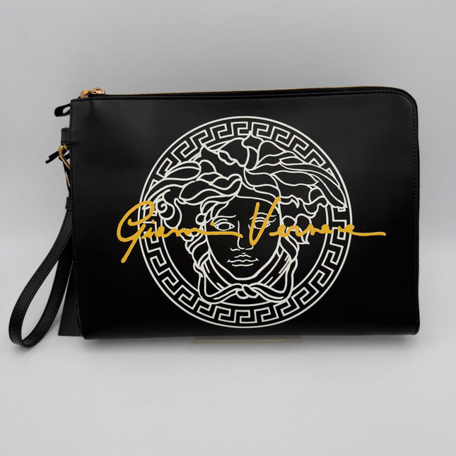 Versace VERSACE LA MEDUSA Signature Leather Clutch