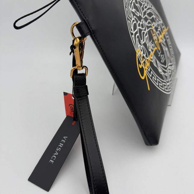 Versace VERSACE LA MEDUSA Signature Leather Clutch