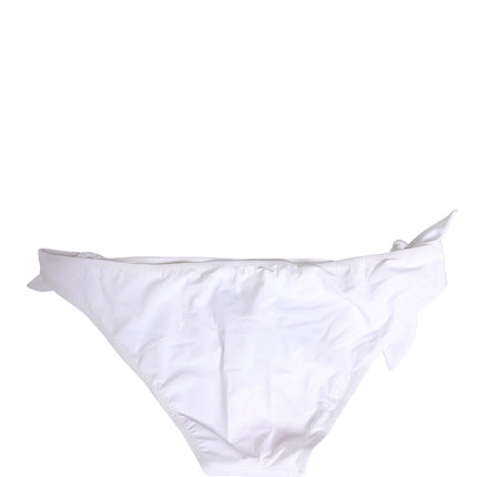 Dolce & Gabbana White Nylon DG Logo Plaque Bikini Bottom Swimwear