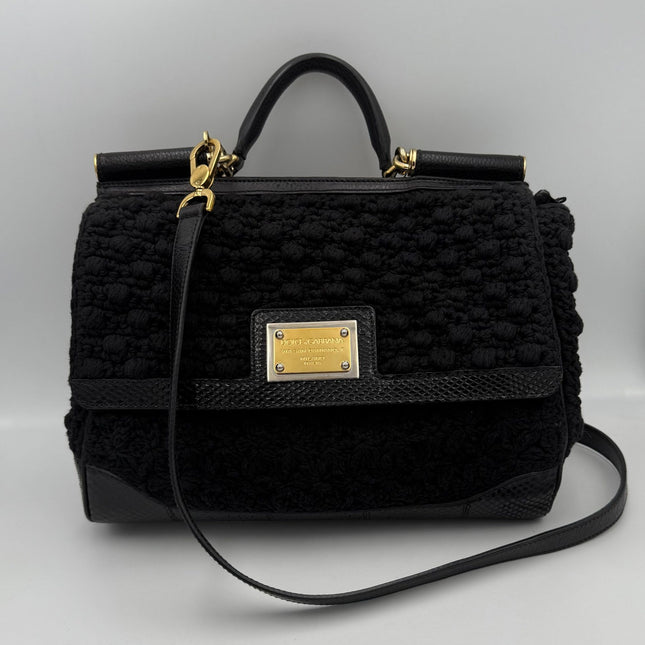 Dolce & Gabbana DOLCE & GABBANA Sicily Python and Macramé Handbag