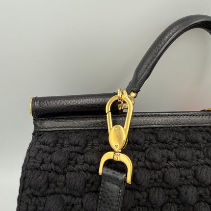 Dolce & Gabbana DOLCE & GABBANA Sicily Python and Macramé Handbag