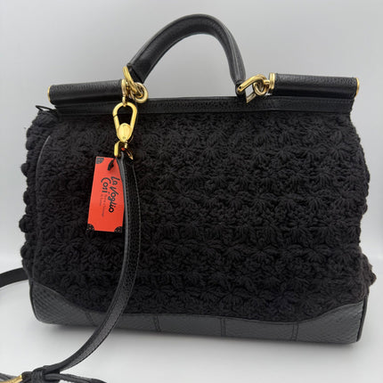 Dolce & Gabbana DOLCE & GABBANA Sicily Python and Macramé Handbag