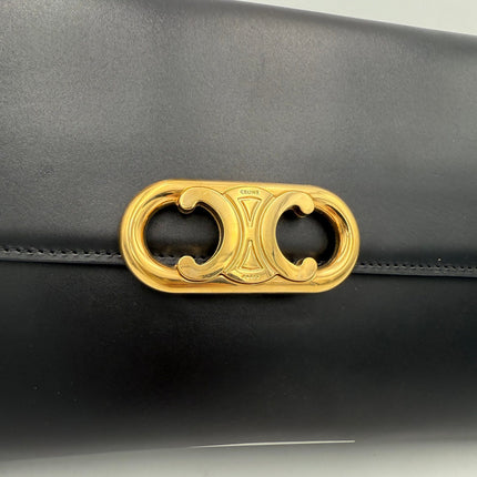 Celine CELINE TRIOMPHE Black Clutch