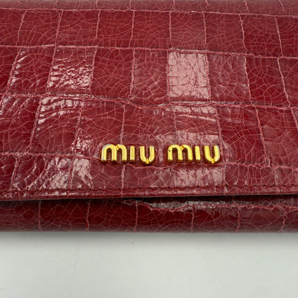 Miu Miu MIU MIU Rosso Crocodile Print Leather Wallet