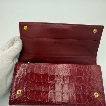 Miu Miu MIU MIU Rosso Crocodile Print Leather Wallet