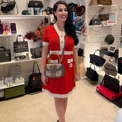 Gucci GUCCI BAMBOO 1947 GG Canvas Handbag