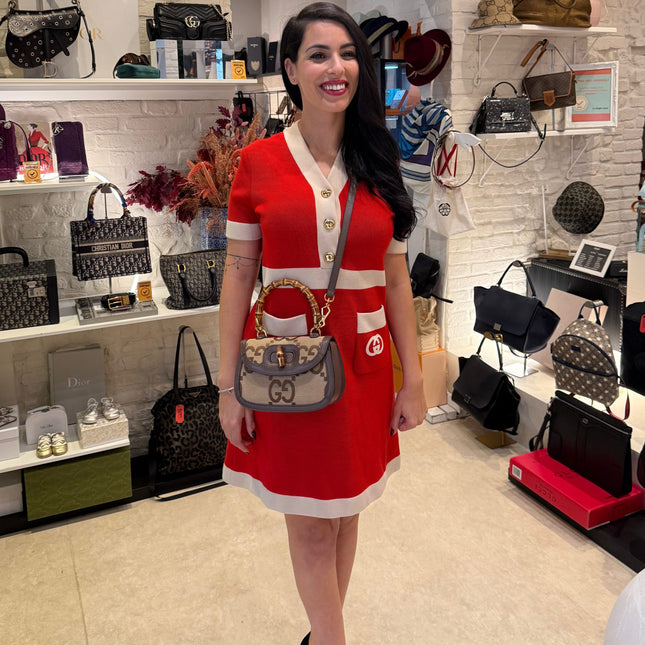 Gucci GUCCI BAMBOO 1947 GG Canvas Handbag