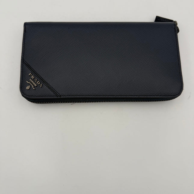 Prada PRADA Zip in Blue Saffiano Wallet