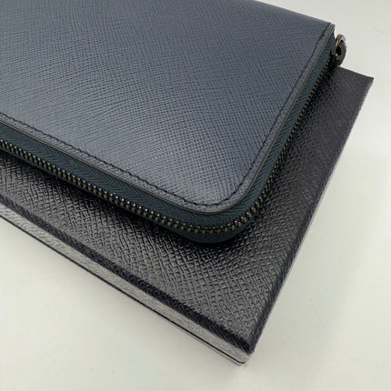 Prada PRADA Zip in Blue Saffiano Wallet
