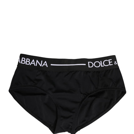 Dolce & Gabbana Black Nylon Stretch Coulotte Panty Underwear