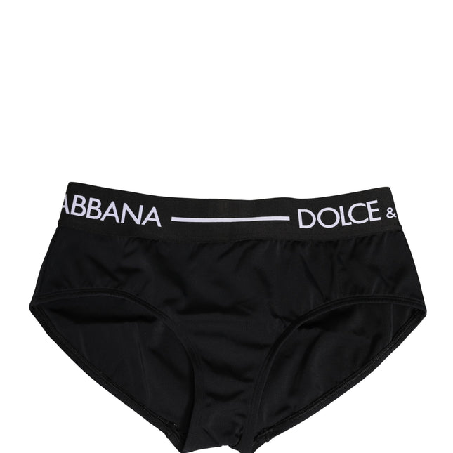 Dolce & Gabbana Black Nylon Stretch Coulotte Panty Underwear