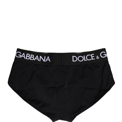 Dolce & Gabbana Black Nylon Stretch Coulotte Panty Underwear