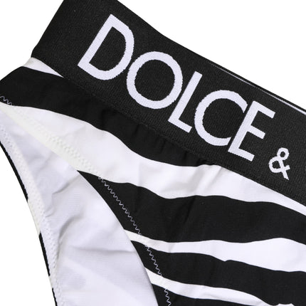 Dolce & Gabbana Black White Zebra Print Brief Panty Underwear