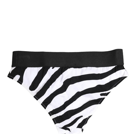 Dolce & Gabbana Black White Zebra Print Brief Panty Underwear