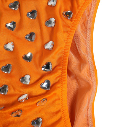 Dolce & Gabbana Orange Crystal High Waist Brief Panty Underwear