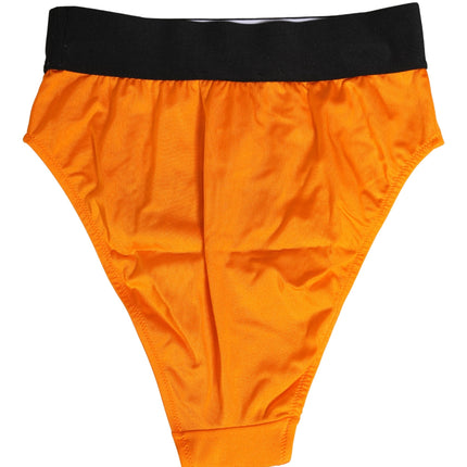 Dolce & Gabbana Orange Crystal High Waist Brief Panty Underwear