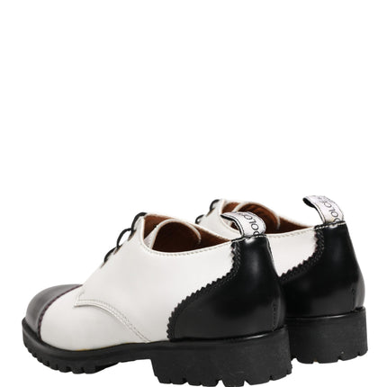 Dolce & Gabbana Black White Leather Derby Shoes