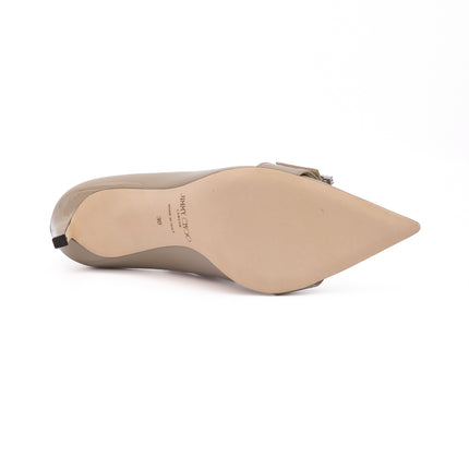 Jimmy Choo Taupe Grey Patent Leather Chery 85 Pumps