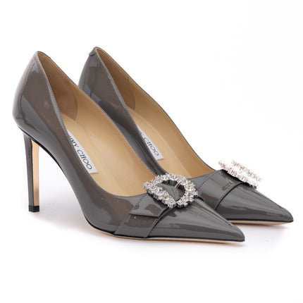 Jimmy Choo Storm Grey Patent Leather Chery 85 Pumps