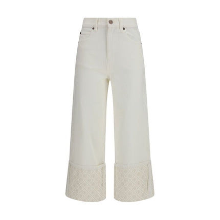 Tory Burch White Cotton Straight-Leg Jeans