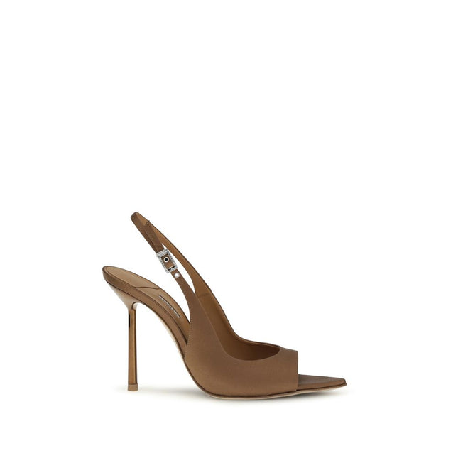 LE SILLA Brown Silk Stiletto Heel Sandals